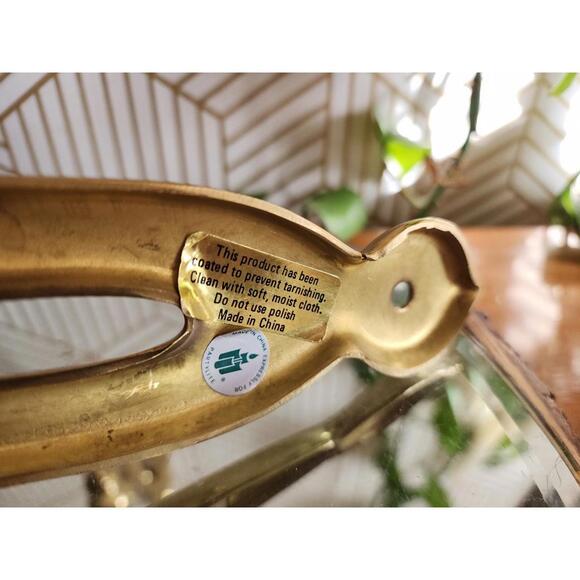 Vintage Pair Gold Brass Sconces Wall Hanging Candle Holder 11” With Plate Holder - Picture 12 of 12